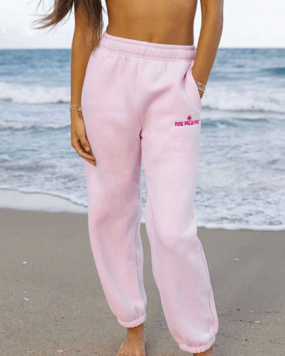 Pink Palm Puff Pink Puff Graphic Jogger Sweatpants Women's Size XS Short